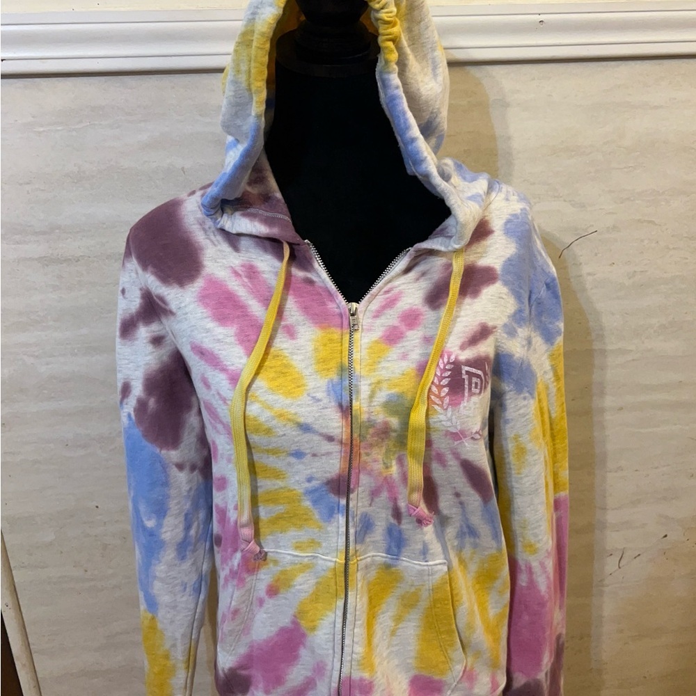 NWT- Victoria's Secret PINK Tie Dye Full Zip Hoodie/Jacket multi-color pattern